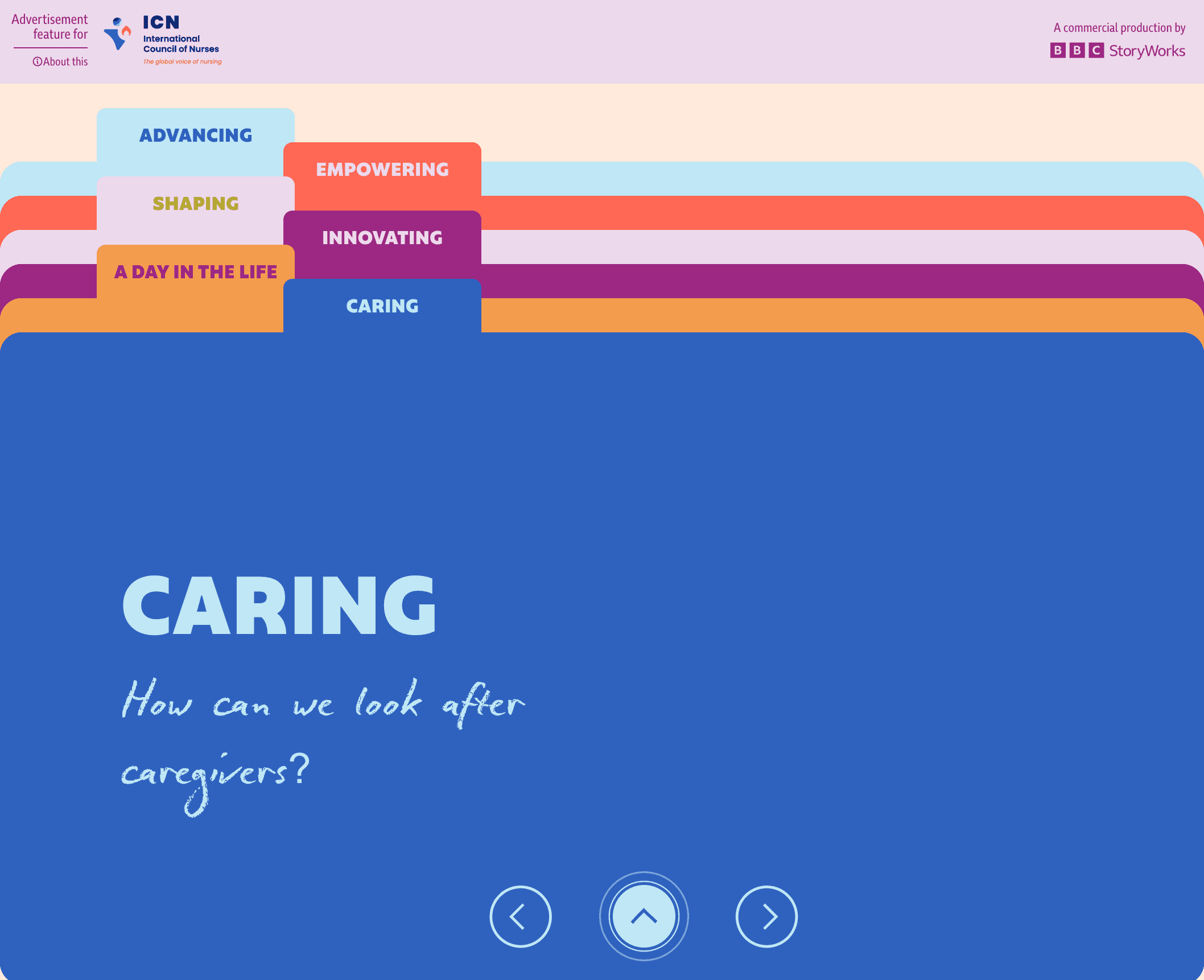 Story chapter layout showcasing nurses in their communities